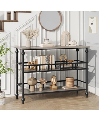 gaomon Narrow Entryway Table with Storage 43" 3-Tier Sofa Tables Industrial Console Table with Storage/Display Shelf Hallway Table for Living Room, Fo