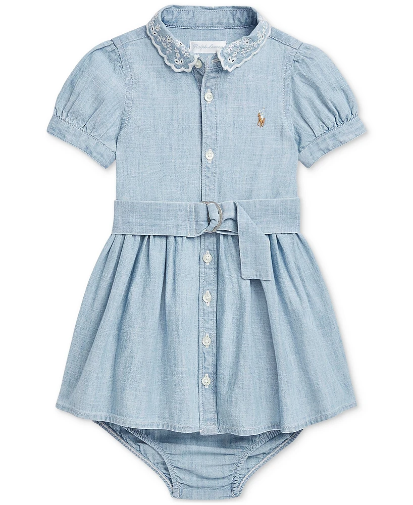 Polo Ralph Lauren Baby Girls Belted Chambray Shirtdress