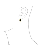 Bling Jewelry Black Onyx Cable Edge Oval Drop Earrings Gold Plated .925 Silver