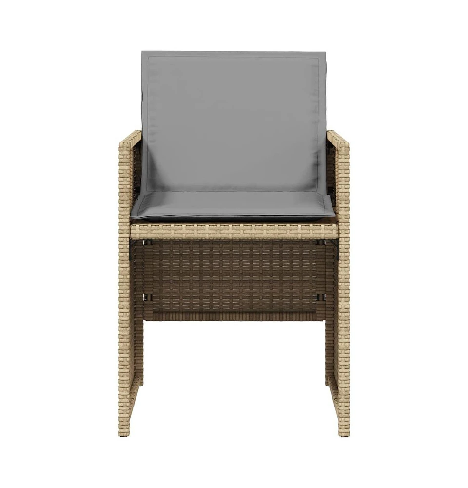 Patio Chairs with Cushions 4 pcs Mix Beige Poly Rattan