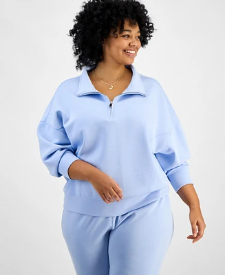 And Now This Trendy Plus Quarter-Zip Scuba Knit Pullover, Created for Macy's