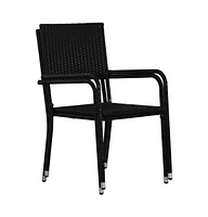 Patio Dining Chairs 6 pcs Stackable Black Poly Rattan