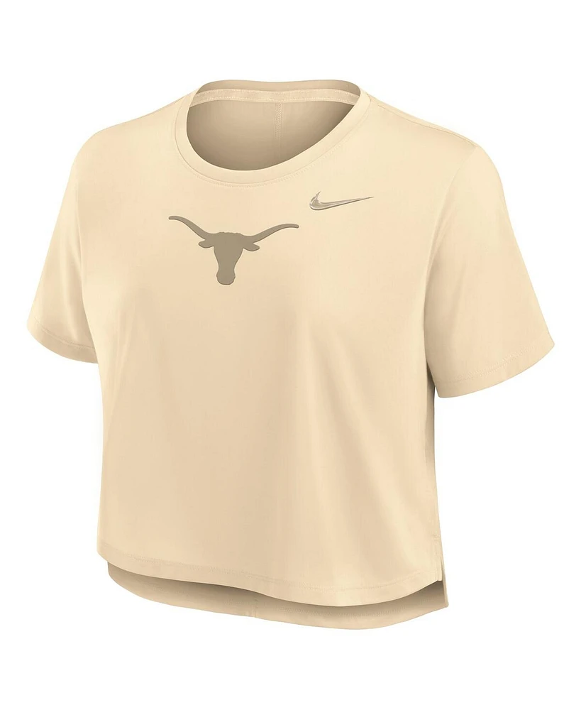 Nike Women's Tan Texas Longhorns Performance Cropped T-Shirt