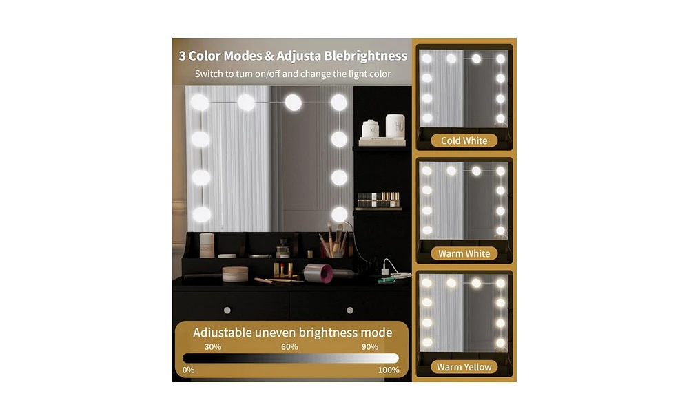 Makeup Vanity with Lights – Led Lighted Dressing Table with Storage for Bedroom or Makeup Area