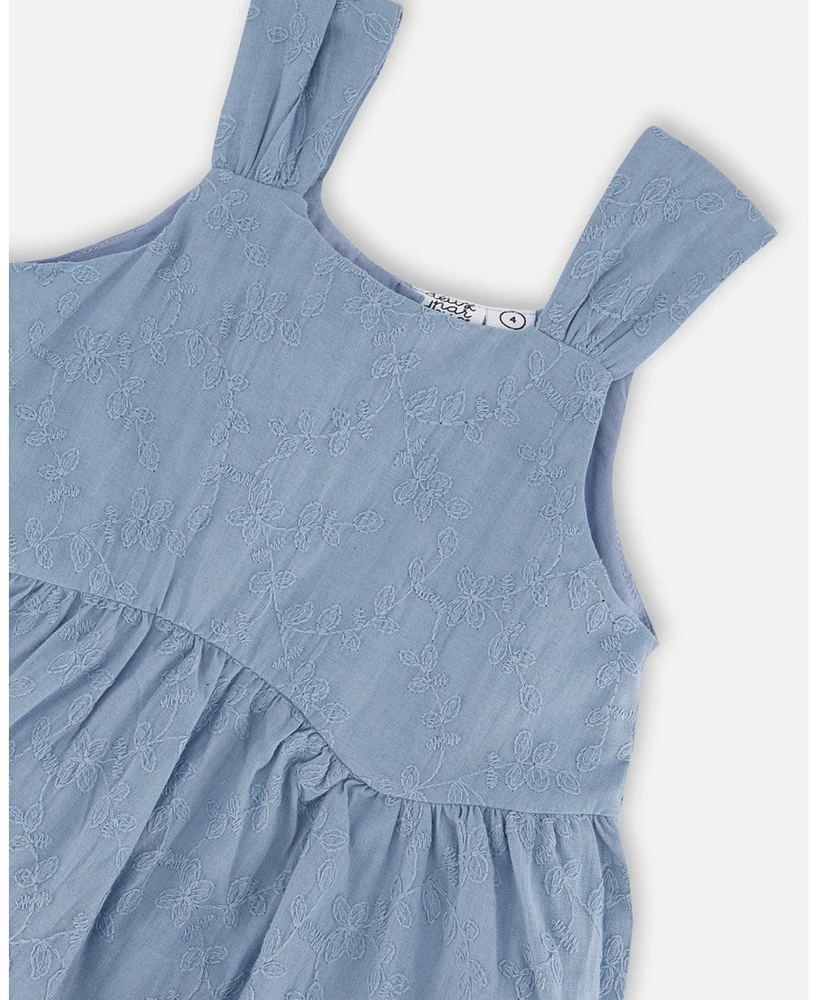 Deux par Toddler Girls Multi-Tiered Eyelet Dress Gray Blue - Toddler|Child