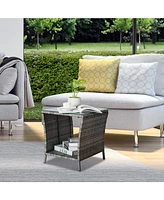 Outdoor Patio Wicker Side Table Stylish and Durable Table for Garden, Deck, or Patio Use