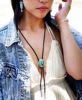 Barse Bolo Tie Blue Turquoise Sterling Silver Abstract Necklace