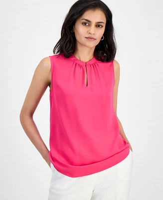 Kasper Women's Crepe Keyhole Jewel-Neck Sleeveless Top