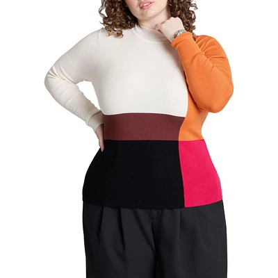 Eloquii Women's Color Blocked Sweater
