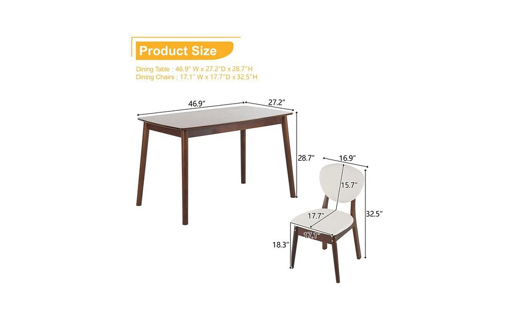 Rubber Wood Dining Table and Chair Set with Cushions
