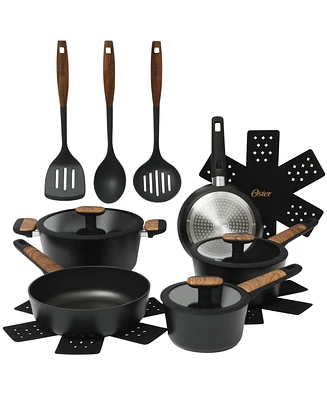 Oster Platinum Oxburg 14 Piece Forged Aluminum Pfa Free Non-toxic Premium Ceramic Non Stick Interior Cookware & Kitchen Tools Set