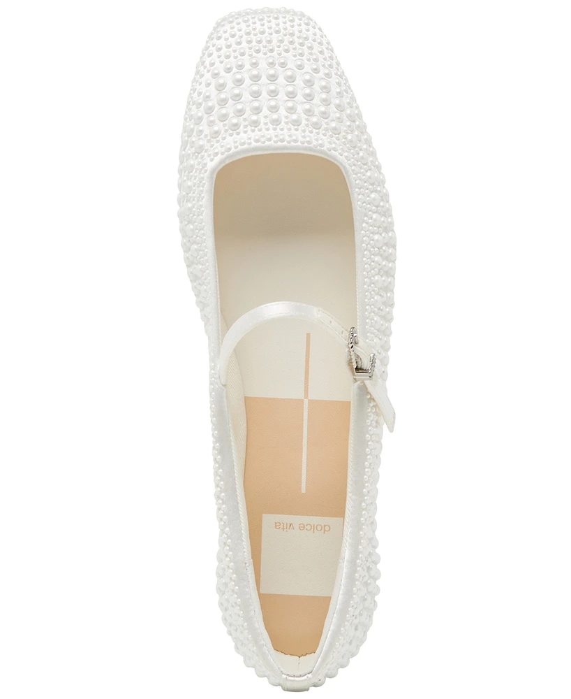 Dolce Vita Women's Reyes Pearl Square-Toe Mary Jane Flats