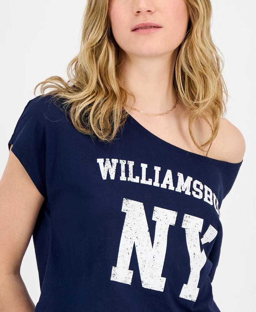 Self Esteem Juniors' Graphic Off-The-Shoulder T-Shirt