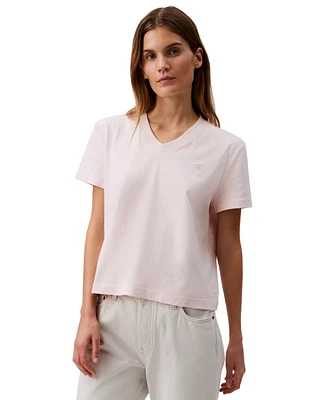 Calvin Klein Jeans Women's V-Neck Embroidered Logo T-Shirt
