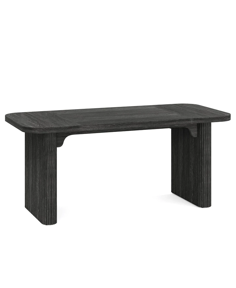 Tribesigns Farmhouse Dining Table for 4-6 People, 62-Inch Modern Kitchen with Double Robust Pedestal, Long Rectangular Wooden Dinner D
