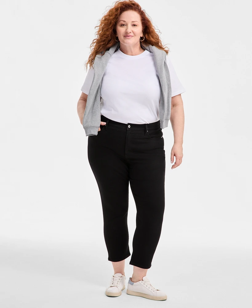 Style & Co Plus High-Rise Cropped Straight-Leg Jeans, Exclusively at Macy's
