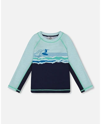 Deux par Deux Boy Long Sleeve Rashguard Navy Blue And Turquoise - Toddler|Child