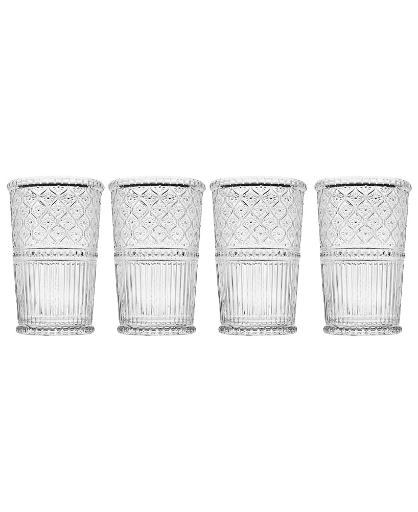 Godinger Claro Modern Vintage Tumbler Glasses - 12oz., Set of 4