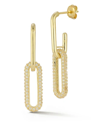 Rachel Zoe Sterling Silver Pave Link Drop Earrings