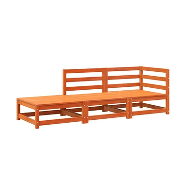 Patio Sofa with Footstool 2-Seater Wax Brown Solid Wood Pine