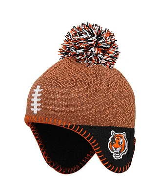 Outerstuff Preschool Brown Cincinnati Bengals Football Head Knit Hat with Pom