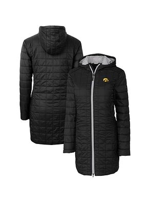 Cutter & Buck Women's Black Iowa Hawkeyes Rainier PrimaLoft Hooded Long Coat