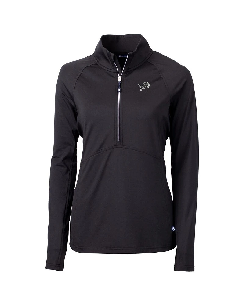 Cutter & Buck Women's Black Detroit Lions Adapt Knit Stretch Half-Zip Pullover Top