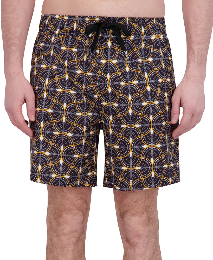 Robert Graham Men's Drew Floral Print Drawstring 7" Swim Trunks