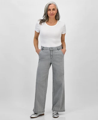 Style & Co Petite High-Rise Wide-Leg Jeans, Created for Macy's