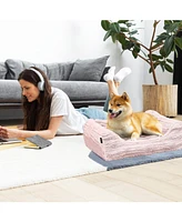 Reserve Jacquard Cuddler, Ultra-Soft & Elegant Pet Bed for Dogs Cats, Pink