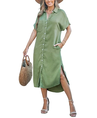 Cupshe Women's Casual Button-Up Beach Dress