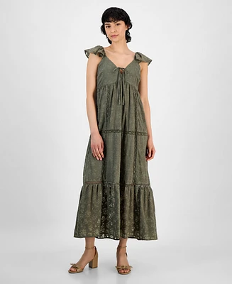 And Now This Women's Empire-Waist Crochet-Trim Midi Dress, Exclusively at Macy's
