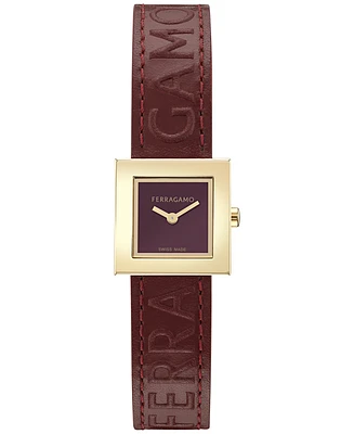 Ferragamo Women's Swiss Portrait Burgundy Leather Strap Watch 20mm