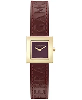 Ferragamo Women's Swiss Portrait Burgundy Leather Strap Watch 20mm