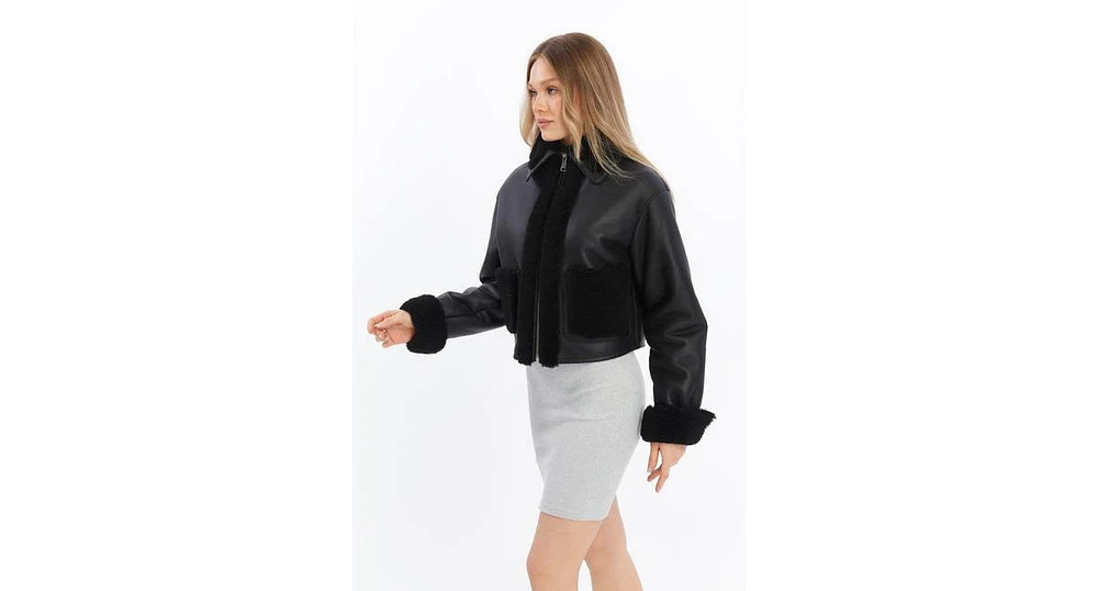 Furniq Uk Women's Genuine Shearling Jacket