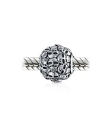 Bling Jewelry Round Barrel Skeleton Skulls Charm Bead Sterling Silver European Bracelet
