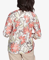 Alfred Dunner Petite Catalina Island Bold Island Floral Textured Top