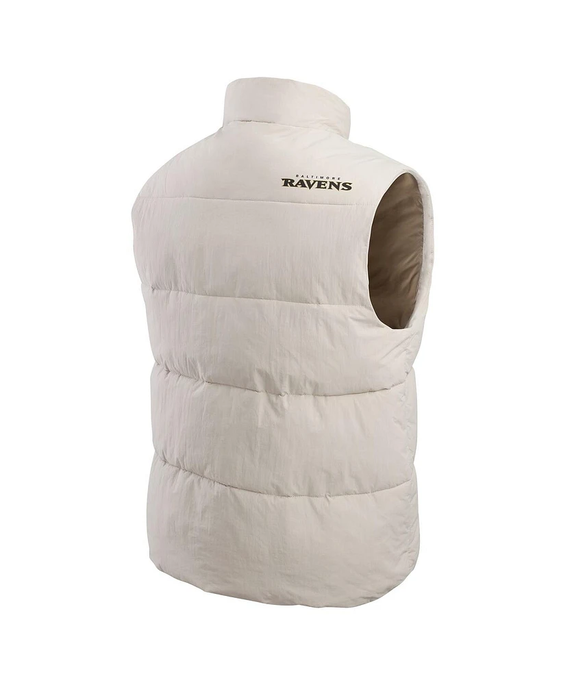 Fanatics Men's Cream Baltimore Ravens Puffer Full-Snap Vest