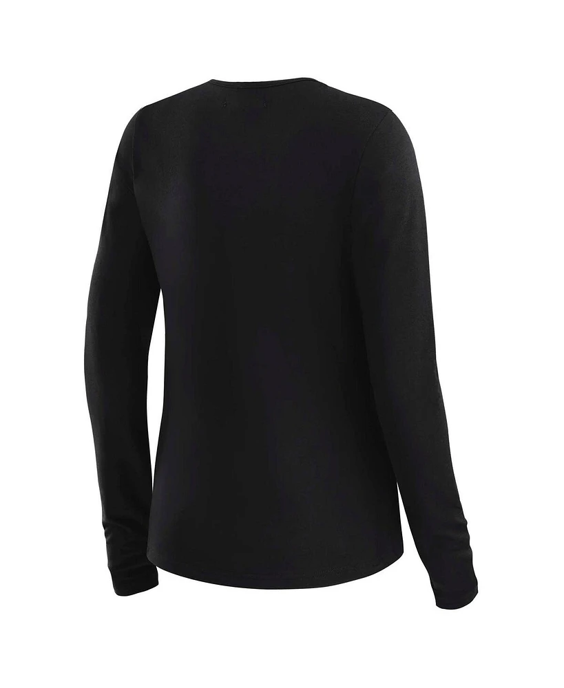 Wear by Erin Andrews x Gracie Hunt Women's Black Washington Commanders Mesh Panel Long Sleeve T-Shirt