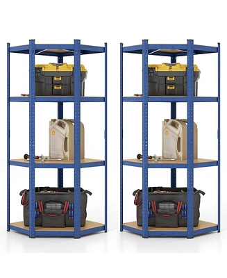 Gymax 2PCS 4-Tier Adjustable Garage Storage Utility Rack Corner Shelving Unit for Warehouse