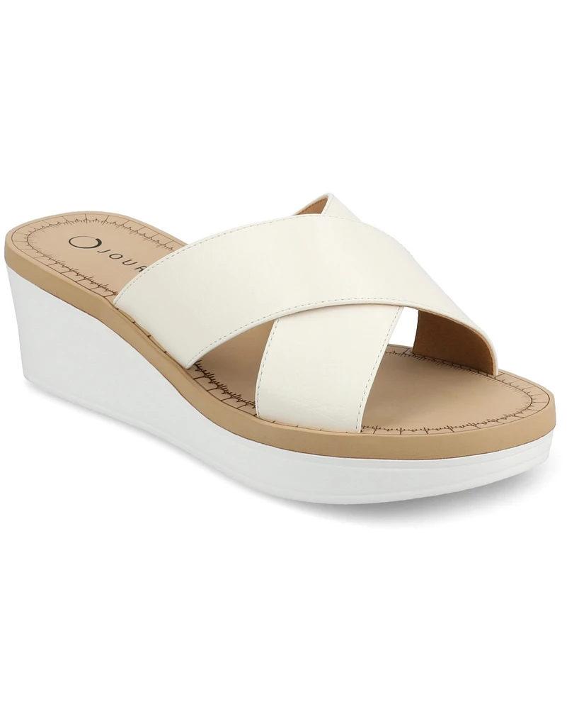 Journee Collection Women's Biara Crisscross Platform Wedge Sandals