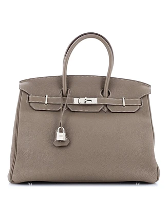 Pre-Owned Hermes Birkin Handbag Grey Togo with Palladium Hardware