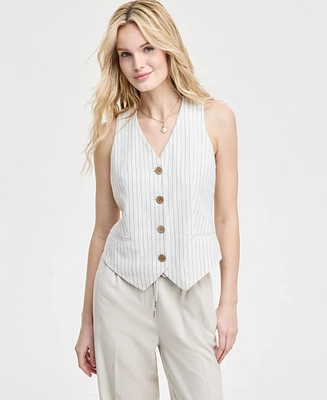 Jones New York Women's Striped Button-Front Vest