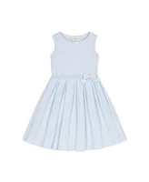Hope & Henry Little Girls Heirloom Sleeveless Pleated Sweater Dress with Bow