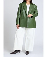 Eloquii Women's Boxy Faux Leather Blazer