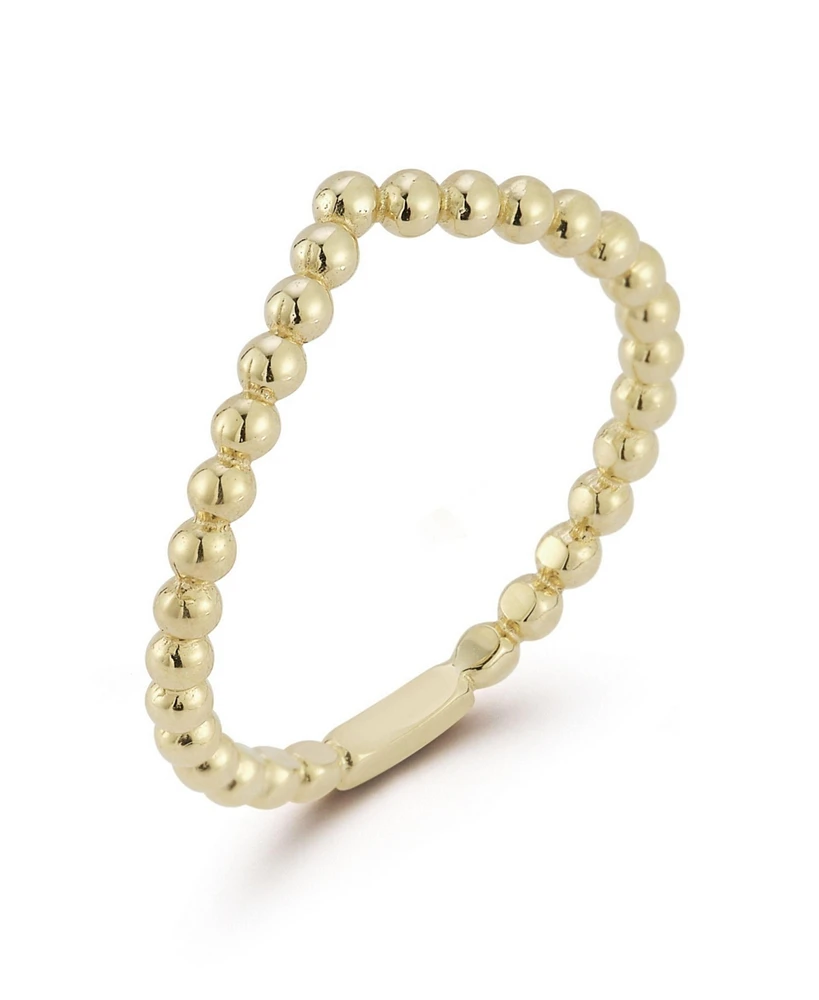 Rachel Zoe Fine Jewelry 14K Gold Beaded V Ring