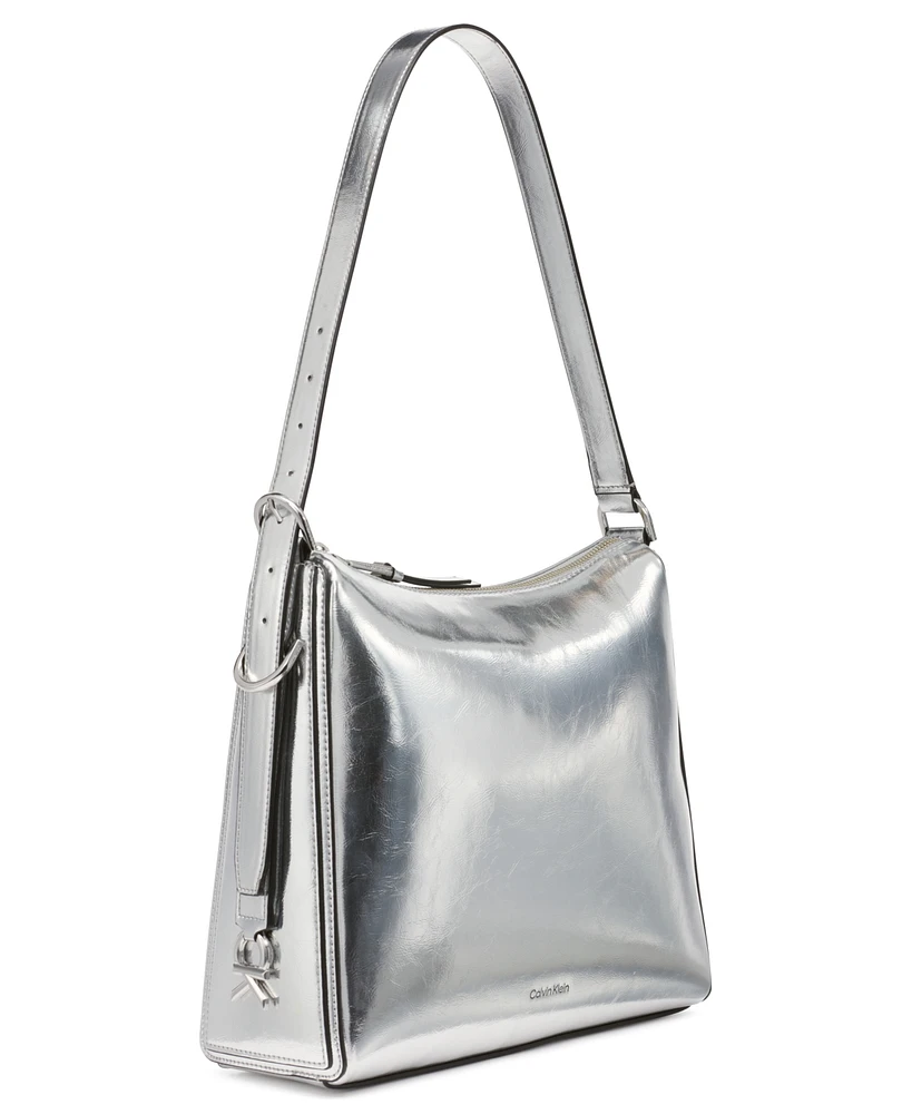 Calvin Klein Mandy Metallic Top Zipper Shoulder Bag