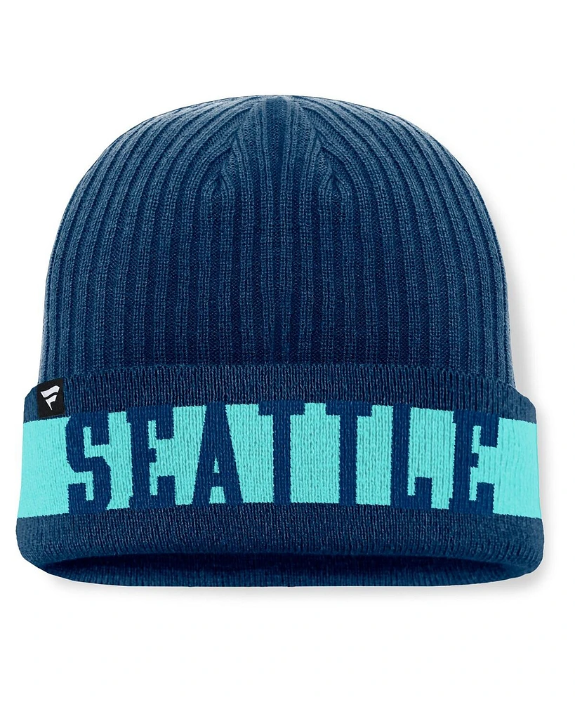 Fanatics Men's Deep Sea Blue Seattle Kraken Blueliner Cuffed Knit Hat