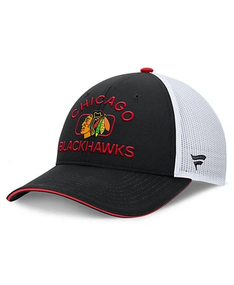 Fanatics Men's Black/White Chicago Blackhawks Authentic Pro Rink Trucker Hat