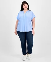 Jones New York Plus Size Split-Neck Henley Top